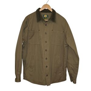 Cabelas Men's Khaki Barn Coat Jacket Canvas Flannel Lined Chore Cargo Size LT